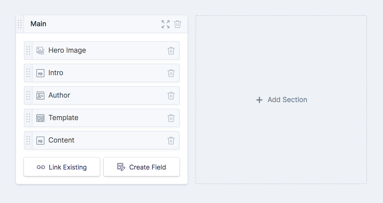 The Statamic blueprint configuration screen