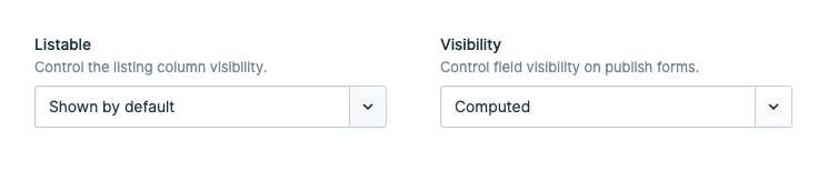 Computed field visibility config