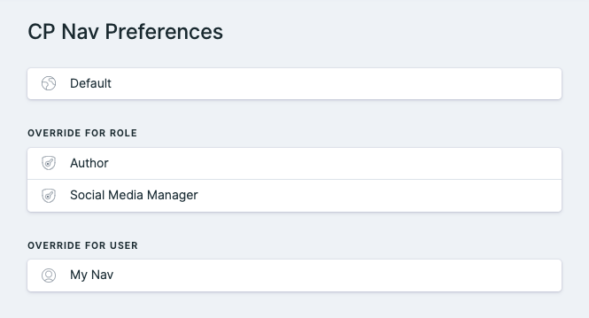CP Nav Preferences for Other Users
