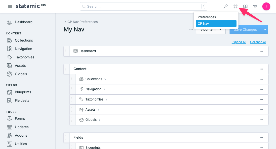 CP Nav Preferences