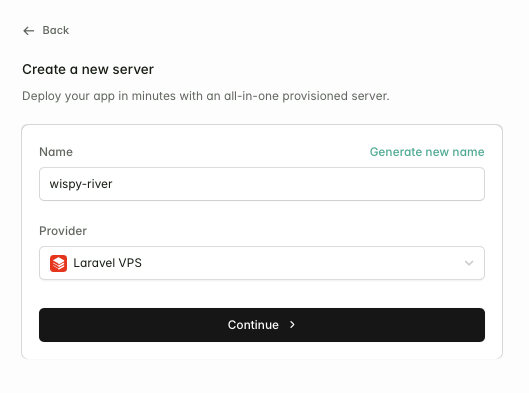 Create new server