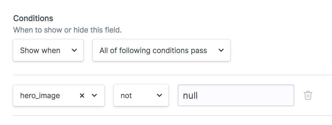 Statamic conditional field rule builder
