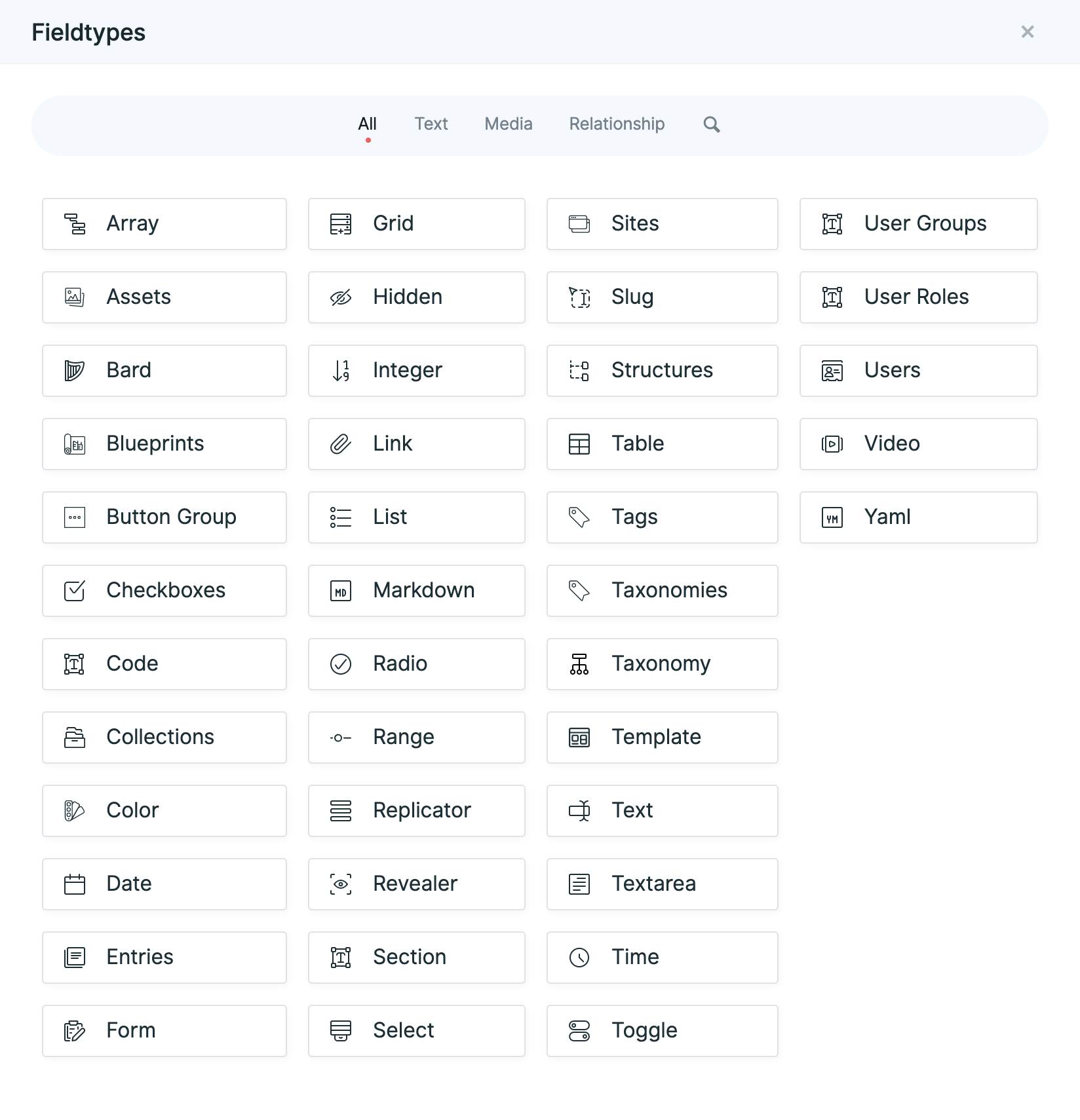 Fields // Statamic Docs