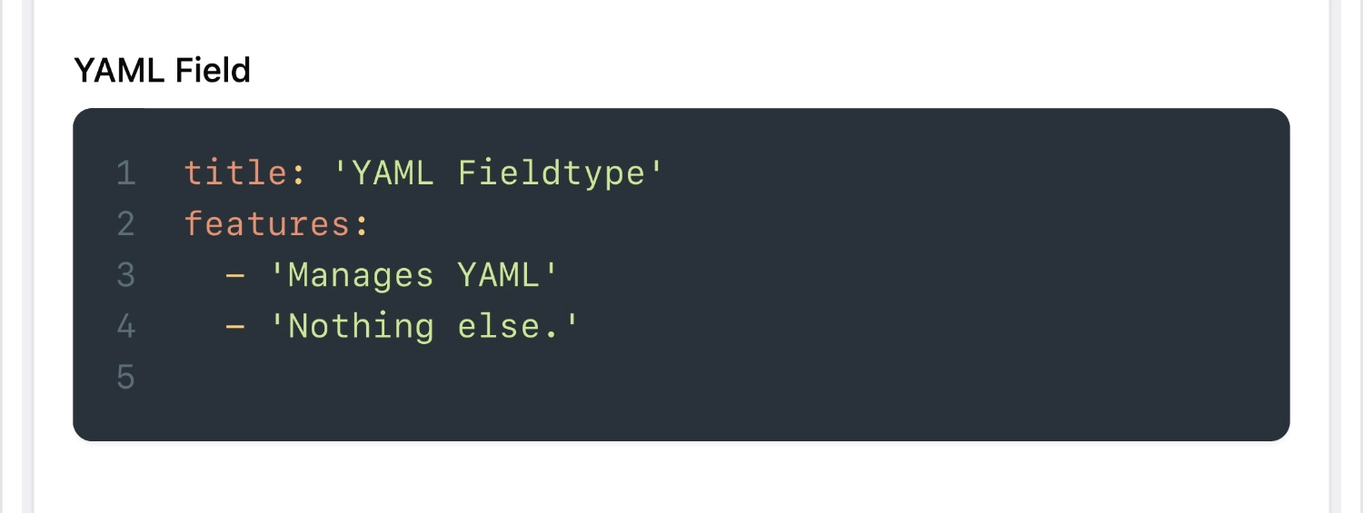 Screenshot of YAML