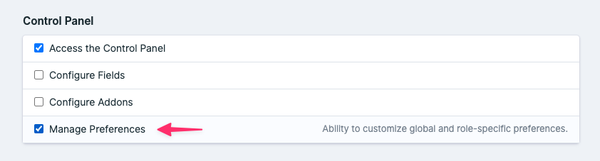 Manage Preferences Permission