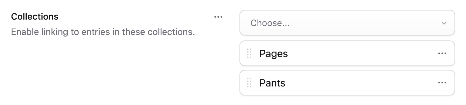 Configuring navigation collections