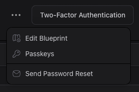 Actions dropdown on the user profile page