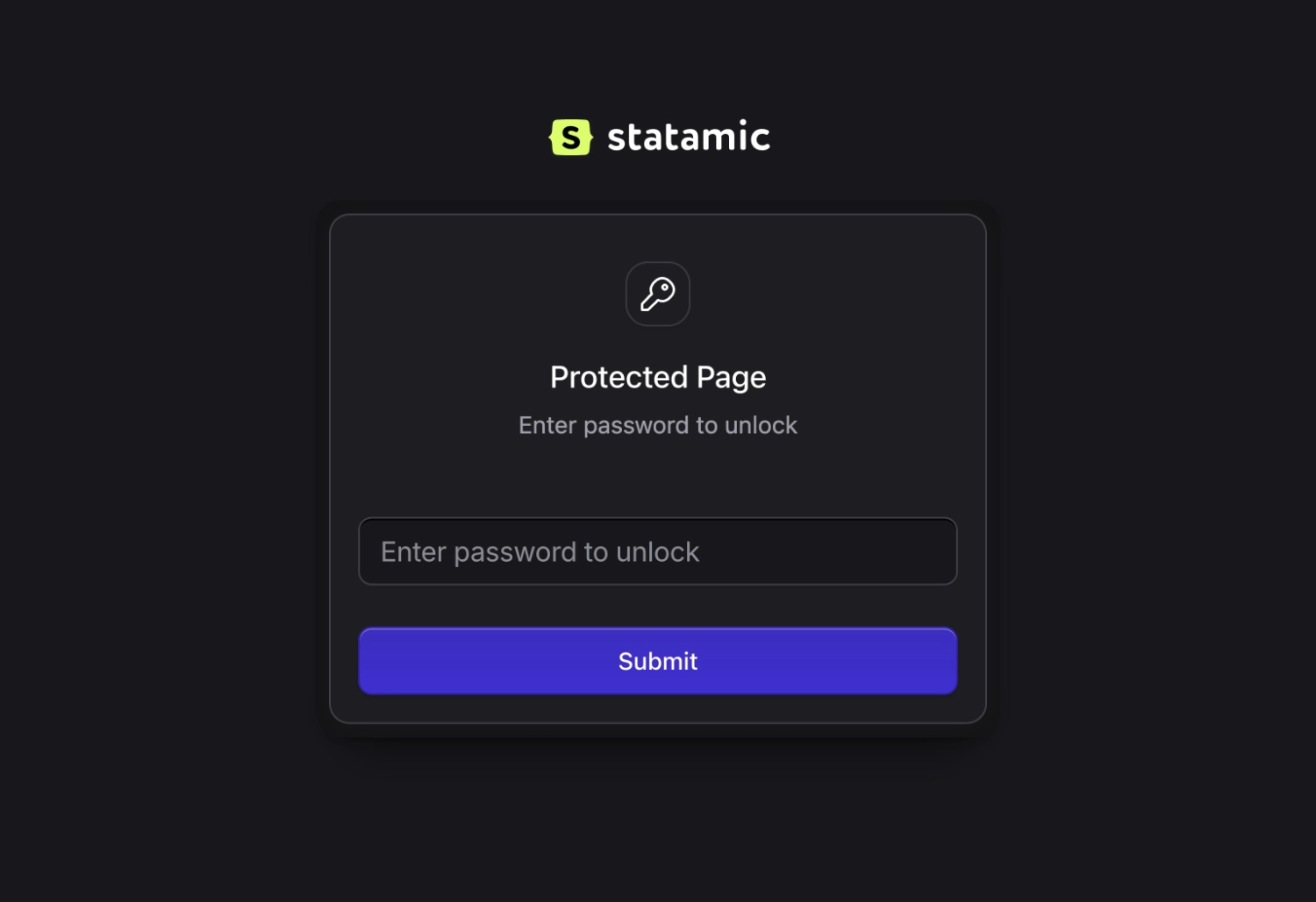A Statamic password protected page