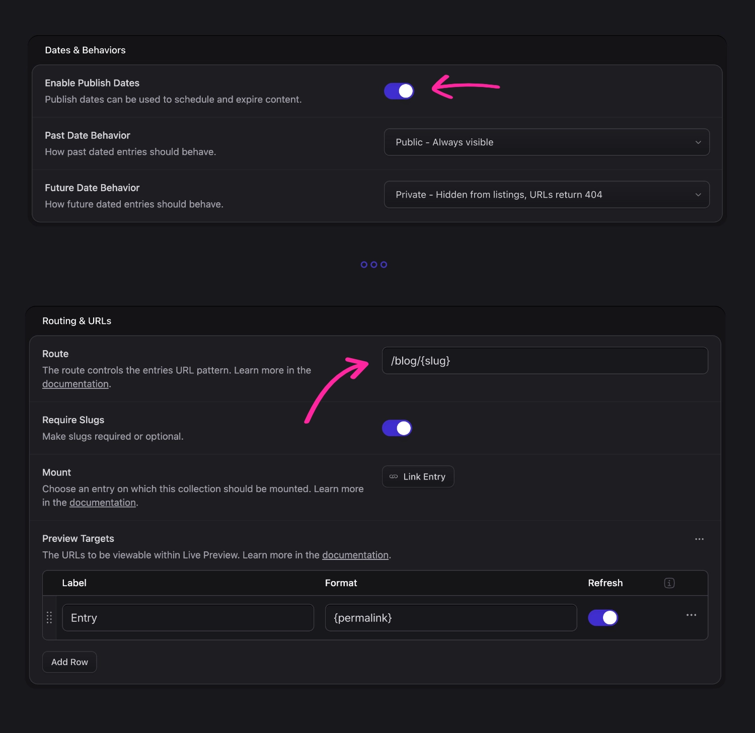 Settings to make a blog