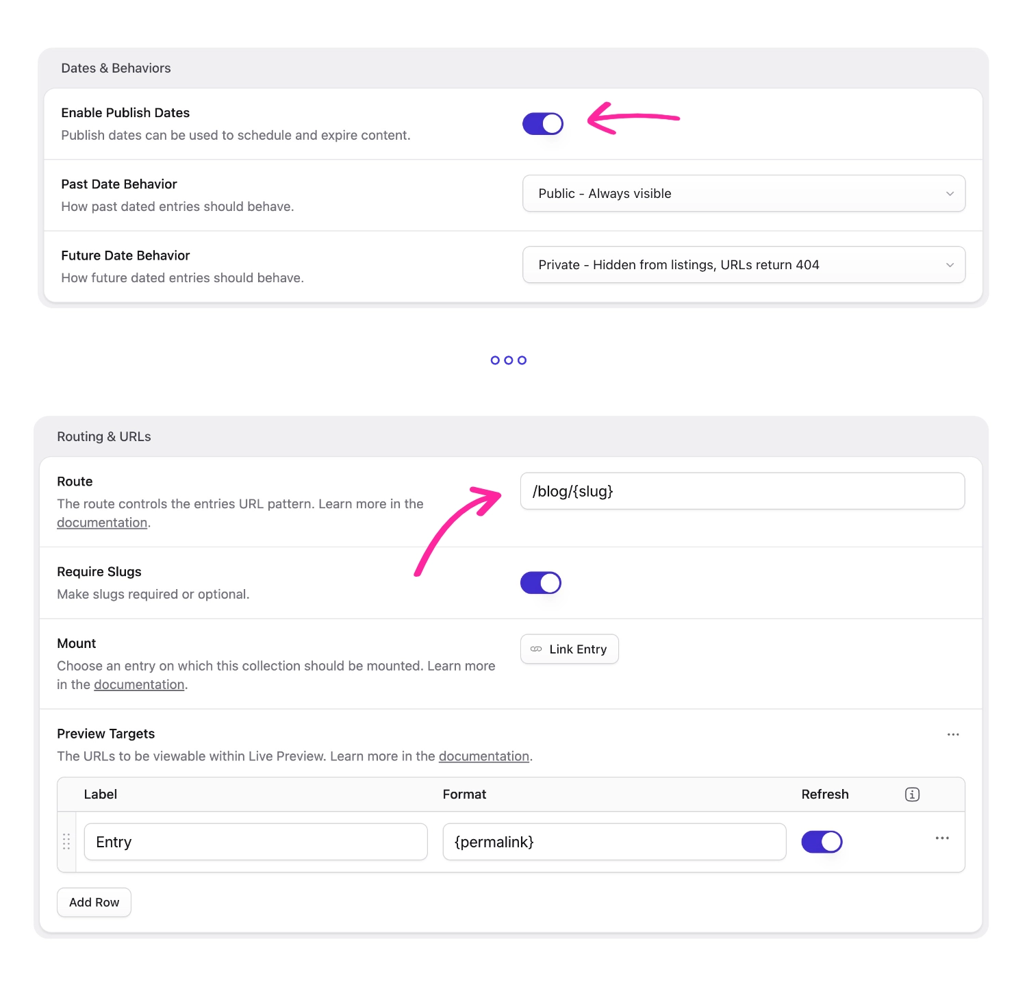 Settings to make a blog