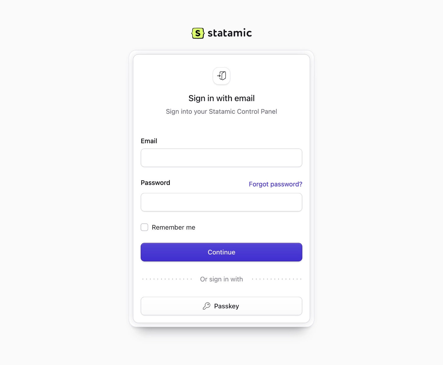 Statamic Login Screen