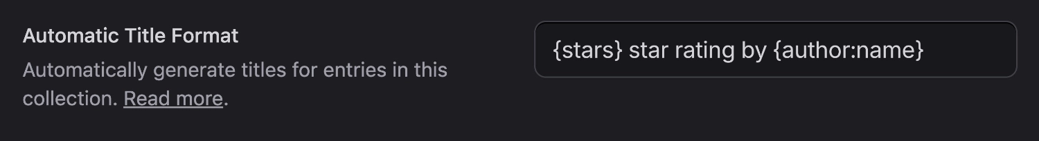 Entry Title Format Setting
