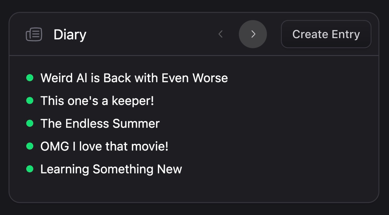 Screenshot of Collection Widget